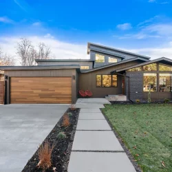 modern home with angled roofing